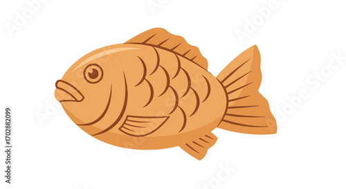 Illustration of taiyaki pastry, a traditional Japanese fish-shaped sweet treat isolated on white background