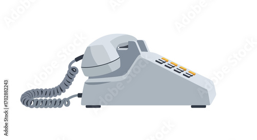 Retro rotary telephone with spiral cord, featuring a classic design reminiscent of vintage communication technology and eras past