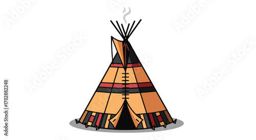 Native American teepee illustration depicting cultural heritage and historical significance beautifully crafted using a cartoon style art design