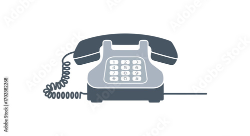 A Clean Vector Illustration of a Classic Gray Rotary Telephone for Retro Communication Design telephone communications equipment