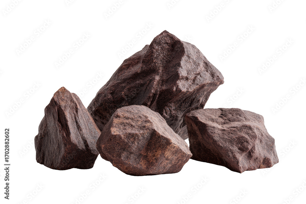 Obraz premium Dark brown rocks piled on black background