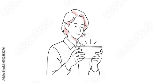 Engaged young person happily playing game on mobile device, bright screen glowing with excitement and fun