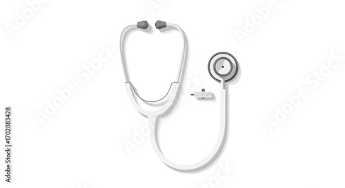 Modern medical illustration featuring a grayscale stethoscope on a clean white backdrop reflecting contemporary healthcare practices and diagnostic
