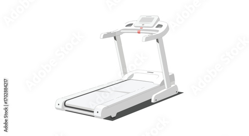 Modern White Treadmill Isolated on White Background Depicting Fitness Exercise Equipment and Health Concepts