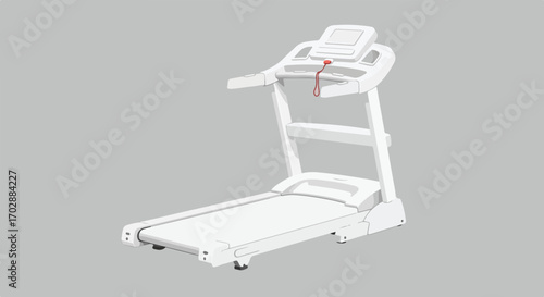 Modern white treadmill illustration for fitness, cardio, and health concepts promoting wellness and active lifestyle through gym equipment