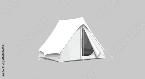 Isolated camping tent illustration perfect for outdoor adventure and recreational lifestyle, minimalist design with gray background enhancing its