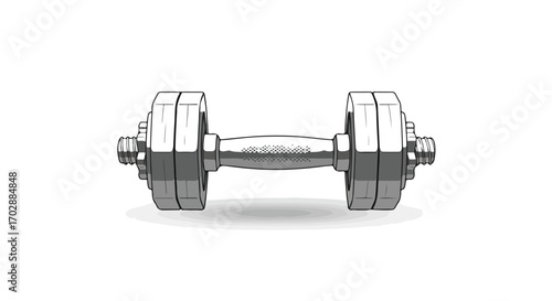 Dumbbell drawing fitness equipment strength training workout metallic shine, promoting a healthy lifestyle and athletic performance illustrations