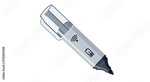 Illustration of a sleek wireless digital highlighter pen with battery indicator on a plain white surface illustration