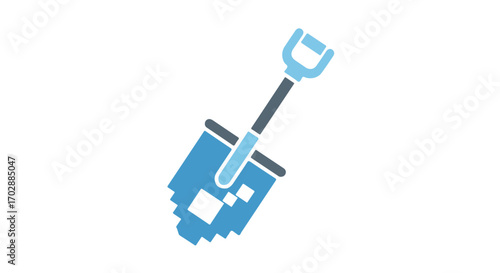 Pixelated shovel design for digital digging adventures and virtual construction exploration activities
