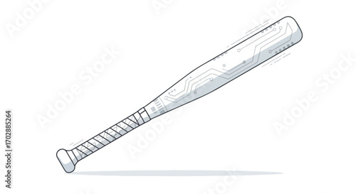 Futuristic baseball bat with circuit board design suggesting technology and sports convergence in a digital representation baseball and technology