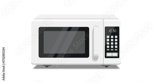 Modern white microwave oven for rapid cooking at home or in professional kitchens appliance 94 characters