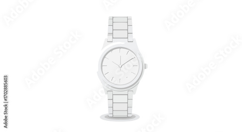 Elegant monochromatic minimalist wrist watch graphic representation showcasing style and timekeeping elegance using a flat design approach