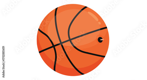 Dynamic basketball graphic with textured surface showcases a classic sports equipment look for diverse creative designs