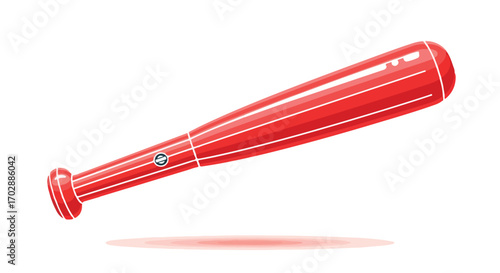 Stylized depiction of a baseball bat in bright red hues against a plain backdrop to bring energy and focus on the equipment