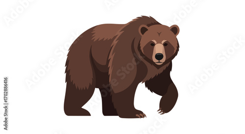Stylized brown bear illustration depicting strength and wildlife nature in cartoon form, isolated on a white background illustration graphics art