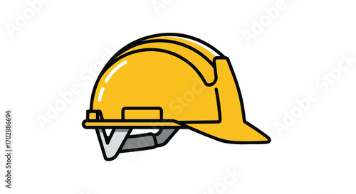 Illustrative depiction of a robust yellow construction helmet with a distinct outline ideal for various creative applications