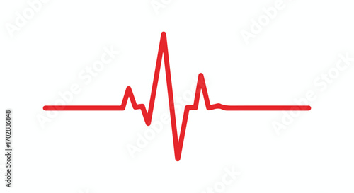 Striking electrocardiogram trace on a pure white backdrop for medical illustration and representation