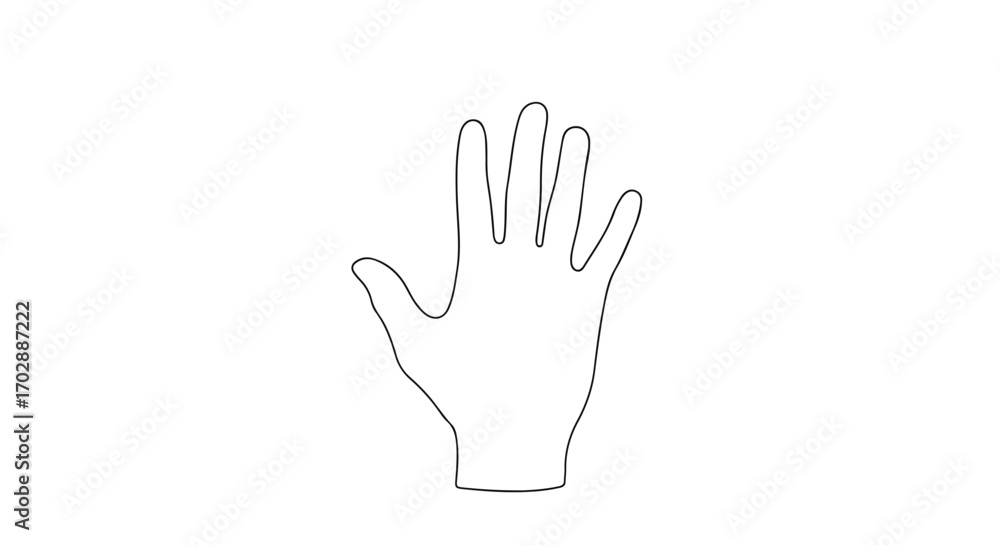 Fototapeta premium Outlined human hand reaching up, minimalist design element and gesture concept for graphic design and creative projects illustration for website and