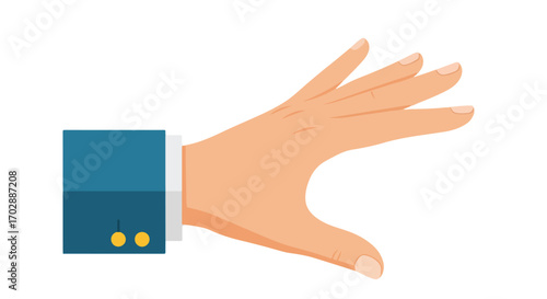Isolated illustration showcasing a hand in a suit sleeve reaching or grabbing something minimal style vector