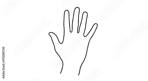 Minimalist representation of a hand displaying five fingers with clean lines in a graphic illustration on a stark white background suitable for