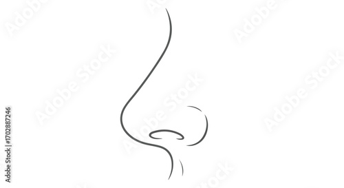 Minimalist line drawing of a human nose on a white background creating a simple yet elegant anatomical artwork showcasing simplicity in design