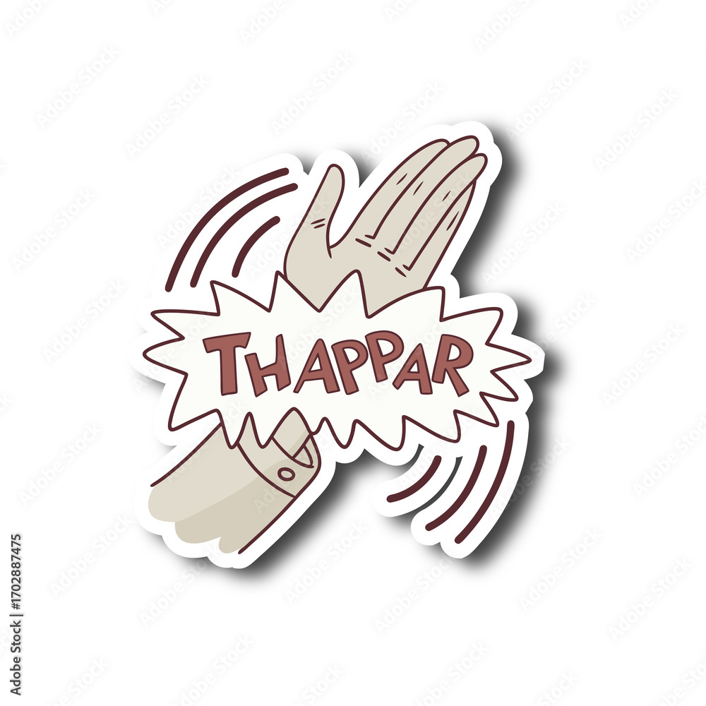 Fototapeta premium Hand gesture sticker with Thappar text