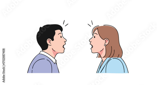 Two people sharing shocking news with wide eyes and open mouths in a surprise moment
