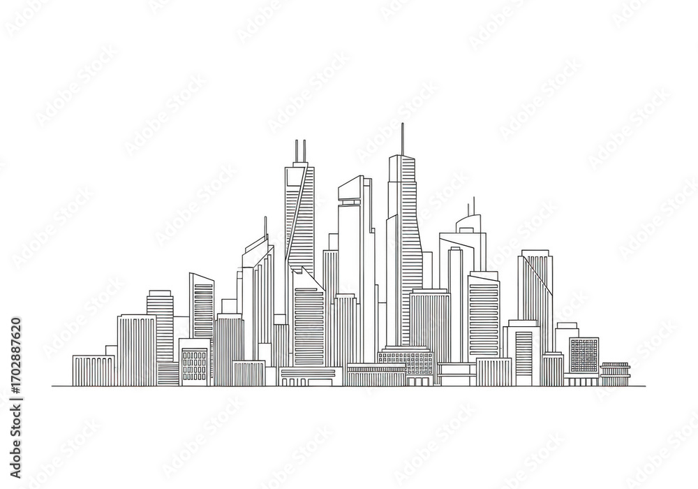 Naklejka premium Cityscape silhouette isolated on transparent background