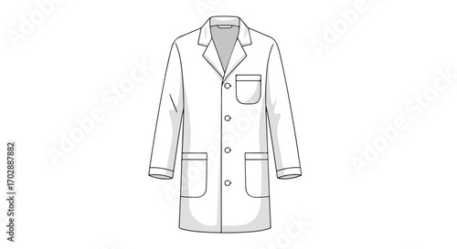 Crisp white lab coat illustration ideal for scientific, medical, or professional design projects involving healthcare visuals