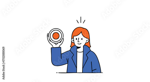Enthusiastic woman holding target concept, representing goals, focus, and achievement in business