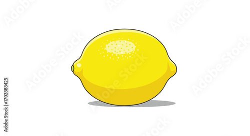 Vibrant citrus fruit illustration depicting a single yellow lemon on a clean white backdrop showcasing its smooth texture and bright color