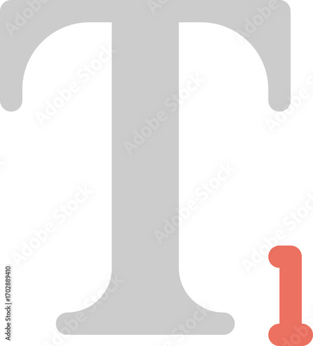 Typographic Letter T with Number 1