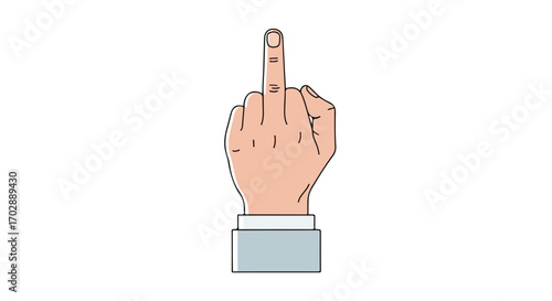 Illustration of a defiant middle finger gesture expressing contempt and resentment in a corporate setting conveying frustration or disapproval,
