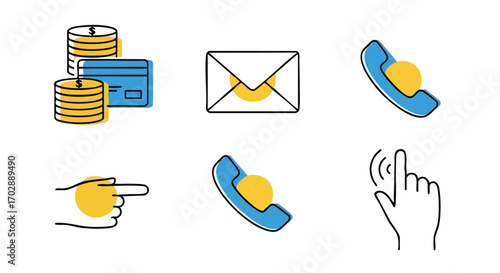 Modern business icons for finance communication and interaction create a dynamic visual for digital platforms