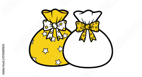 Festive yellow and white gift bags with adorable bows make celebrations extra special and bring joy to giving