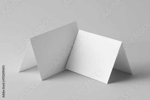 Tent fold place card mockup angled on soft shadow surface