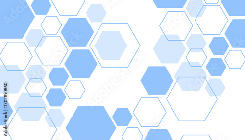 Abstract blue hexagon shape for frame illustration design