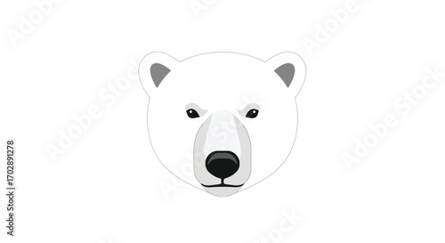 Minimalist polar bear head illustration with clean vector design elements on a bright white background