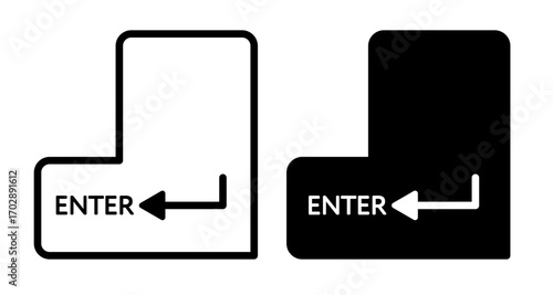 Enter Key Icon in Two Variations Isolated on White Background