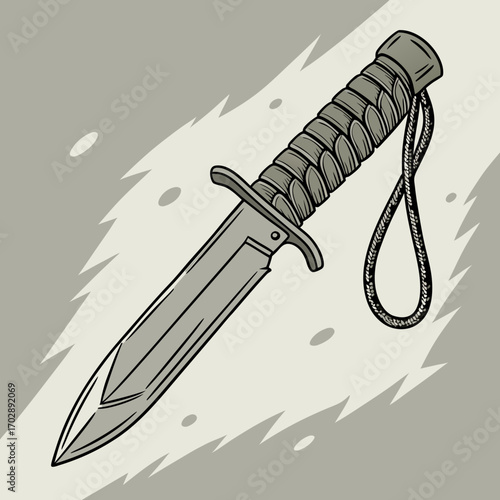 Grey Military Knife Illustration