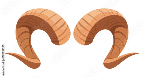 Stylized Ram Horns Illustration on White Background Depicting Strength and Resilience Symbolically