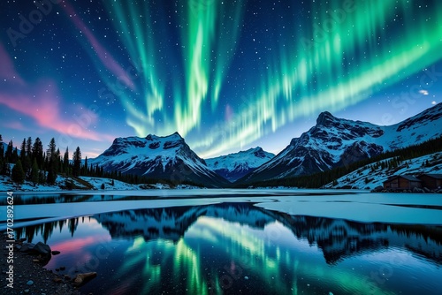 Aurora Over Mountains
