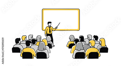 Dynamic Business Training A Presenter Inspires Attendees in a Classroom Setting