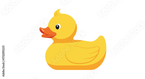 Delightful Yellow Rubber Duck Illustration on White Backdrop Symbolizing Childhood Fun and Bath Time Joy Bringing Smiles and Nostalgia to Mind