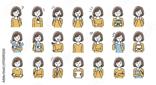 Set of Emotional Woman Illustrations for Diverse Scenarios