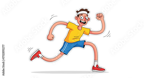 Animated depiction of a cheerful young boy engaging in energetic outdoor physical activity emphasizing fitness and playful exercise for children