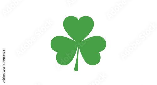 Simple Green Four-Leaf Clover Icon Representing Luck and Nature in Minimalist Design