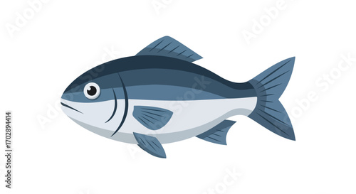 Simplified illustration of a freshwater fish with distinct dorsal fin and streamlined body in a minimalistic style