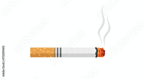 Minimalistic Illustration of a Cigarette Showing Smoke Rising in a Simplified Style with Neutral Colors