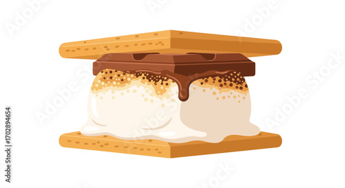 Delicious Ice Cream Sandwich with Chocolate and Vanilla Components in a Minimalist Digital Illustration